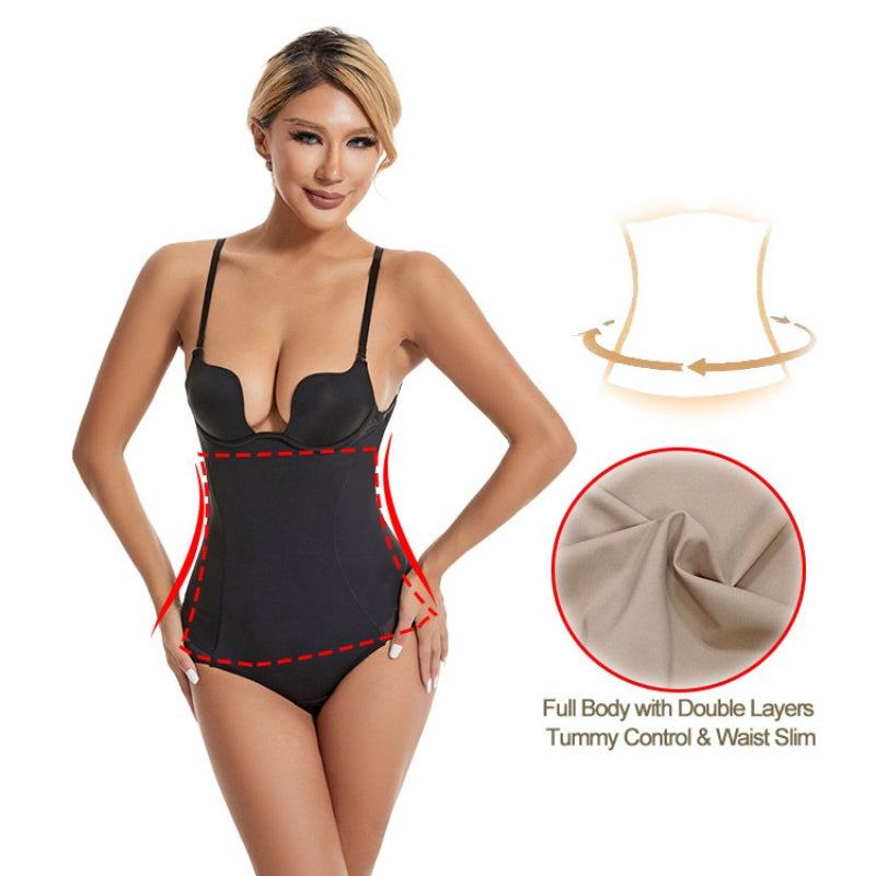 Sexy rückenfreier Push-Up-Shapewear-Bodysuit für Damen mit U-Ausschnitt