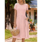 👗Elegantes Midikleid mit Rundhalsausschnitt und Taschen für Damen