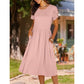 👗Elegantes Midikleid mit Rundhalsausschnitt und Taschen für Damen