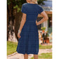 👗Elegantes Midikleid mit Rundhalsausschnitt und Taschen für Damen