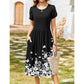 👗Elegantes Midikleid mit Rundhalsausschnitt und Taschen für Damen