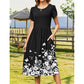 👗Elegantes Midikleid mit Rundhalsausschnitt und Taschen für Damen
