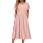 👗Elegantes Midikleid mit Rundhalsausschnitt und Taschen für Damen