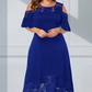 Damen elegantes schulterfreies Kleid mit Spitzensaum