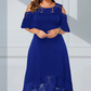 Damen elegantes schulterfreies Kleid mit Spitzensaum