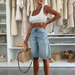 Retro-Jeans-Shorts in Midilänge mit Destroy-Effekten