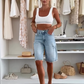 Retro-Jeans-Shorts in Midilänge mit Destroy-Effekten