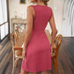 🎀Ärmelloses Damenkleid mit V-Ausschnitt und Knoten vorne🎗️