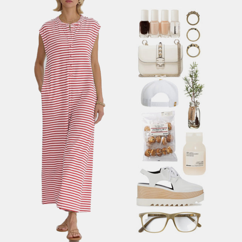 Gestreifter Freizeit-Overall für Damen