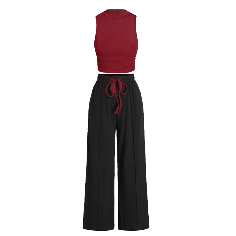 🌸Neu eingetroffen - 50 % Rabatt💖 Zweiteiliges Set aus ärmellosem Oberteil und Hose für Damen