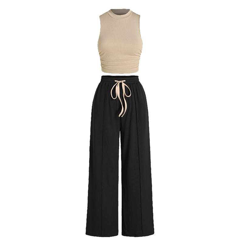 🌸Neu eingetroffen - 50 % Rabatt💖 Zweiteiliges Set aus ärmellosem Oberteil und Hose für Damen