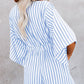 Gestreifte Jumpsuit-Shorts mit V-Ausschnitt für Damen