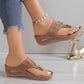 Damen Slip-On Zehentrenner mit Keilabsatz