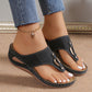Damen Slip-On Zehentrenner mit Keilabsatz