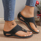 Damen Slip-On Zehentrenner mit Keilabsatz
