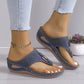 Damen Slip-On Zehentrenner mit Keilabsatz