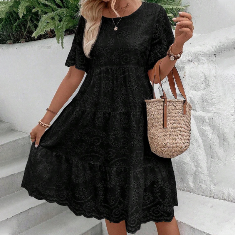 Damenkleid mit Rundhalsausschnitt, Blumenmuster und Cut-Outs