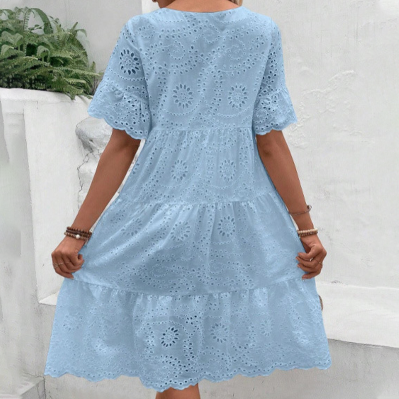 Damenkleid mit Rundhalsausschnitt, Blumenmuster und Cut-Outs