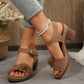 Damen-Sandalen mit Blumenmuster und offener Zehenpartie und dicker Sohle