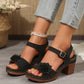 Damen-Sandalen mit Blumenmuster und offener Zehenpartie und dicker Sohle