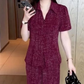 Eleganter Damen-Zweiteiler mit Kurzarm-Top und weiter Hose