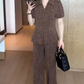 Eleganter Damen-Zweiteiler mit Kurzarm-Top und weiter Hose