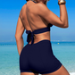 Damen zweiteiliger Badeanzug mit Neckholder-Top und figurbetonter Badeshorts