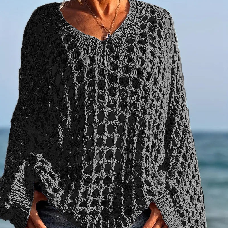 🎉Begrenzter Verkauf🎉Lässiges, einfarbiges Häkel-Stricktop für Damen