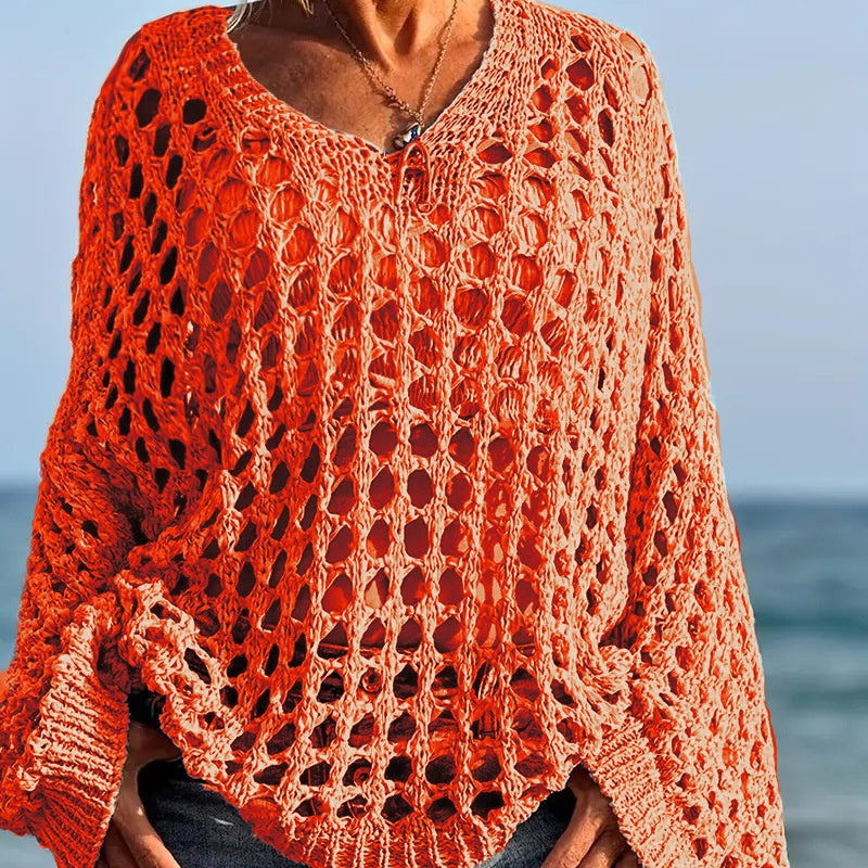 🎉Begrenzter Verkauf🎉Lässiges, einfarbiges Häkel-Stricktop für Damen