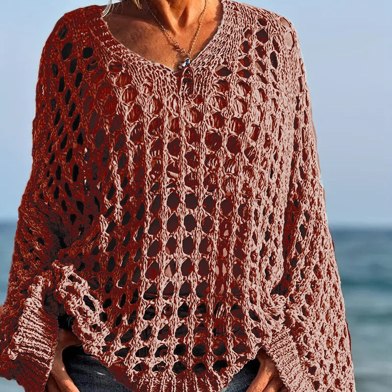 🎉Begrenzter Verkauf🎉Lässiges, einfarbiges Häkel-Stricktop für Damen