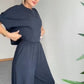 Damen lässiges zweiteiliges Set: Kurzarm-Oberteil und Hose