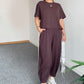 Damen lässiges zweiteiliges Set: Kurzarm-Oberteil und Hose