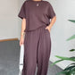 Damen lässiges zweiteiliges Set: Kurzarm-Oberteil und Hose