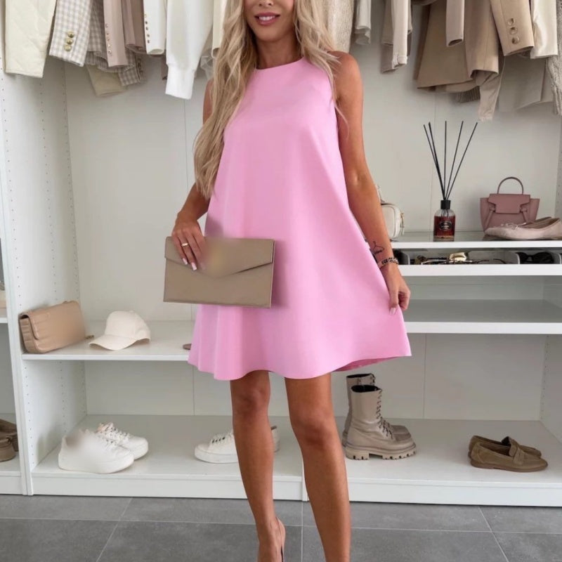 Lässiges ärmelloses A-Linien-Kleid für Damen