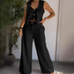 🔥Trendiger Damen-Zweiteiler: Ärmellose Weste in Layering-Optik & weite Hose