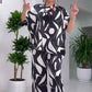 Lässiges, bedrucktes Set mit Rundhals-Top und Hose