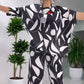 Lässiges, bedrucktes Set mit Rundhals-Top und Hose