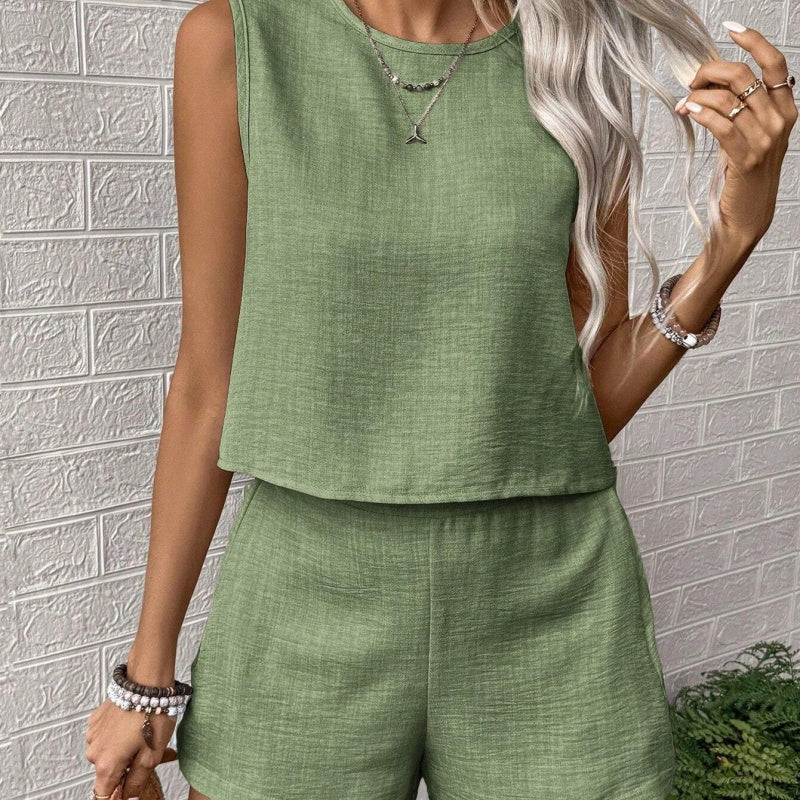 Zweiteiliges Set aus ärmellosem Top und Shorts für Damen