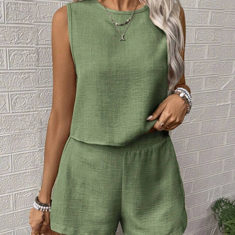 Zweiteiliges Set aus ärmellosem Top und Shorts für Damen