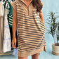 🎉Letzter-Tag-Aktion 50 % RABATT💃Lässiges Strickkleid mit Streifen, Reißverschluss-Ausschnitt und Flügelärmeln