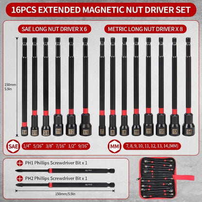 16-teiliges Magnetisches Muttertreiber-Set