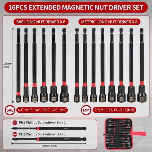 16-teiliges Magnetisches Muttertreiber-Set