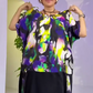 Maxikleid für Damen mit Farbblock-Design und kurzen Ärmeln