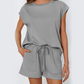 2-teiliges Set aus Rundhals-Top und Shorts für Damen