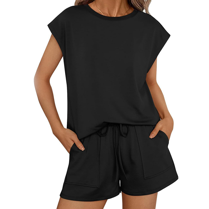 2-teiliges Set aus Rundhals-Top und Shorts für Damen