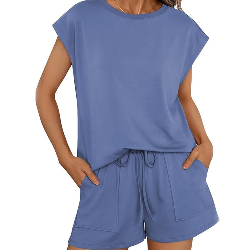 2-teiliges Set aus Rundhals-Top und Shorts für Damen