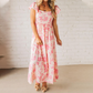 Rosa Maxikleid mit Blumenmuster für Damen