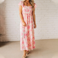 Rosa Maxikleid mit Blumenmuster für Damen