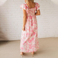 Rosa Maxikleid mit Blumenmuster für Damen