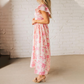 Rosa Maxikleid mit Blumenmuster für Damen